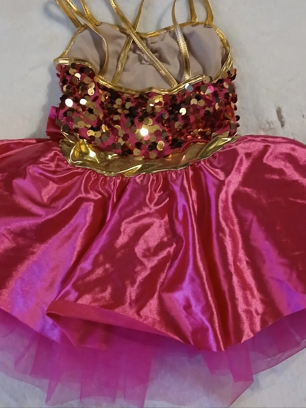 Weissman Hot Pink & Gold Sequin Tulle Tutu Dance Costume - NWOT - Small
